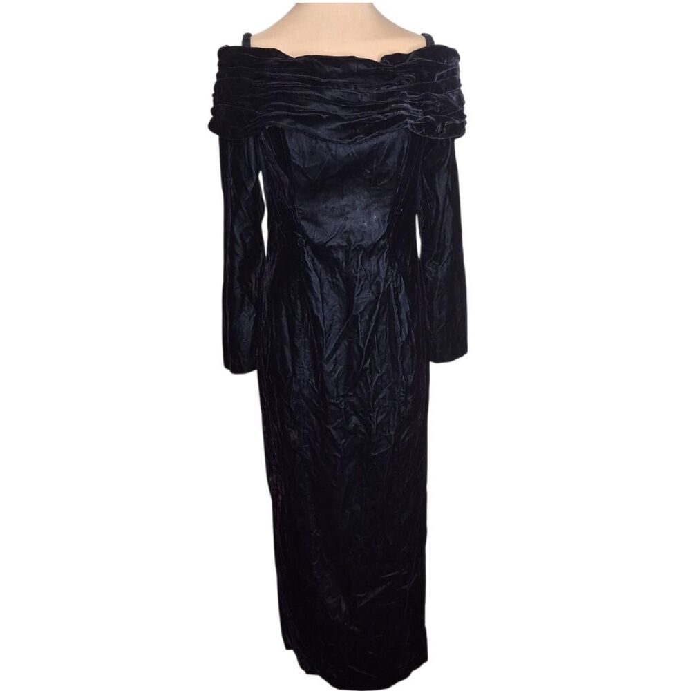 Rampage Vintage 90s Y2K Black Velvet Formal Maxi Dress Gothic Size 7